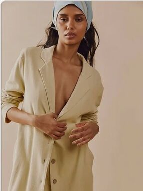 Free People Beach Lizzy Romper Blazer in Cream